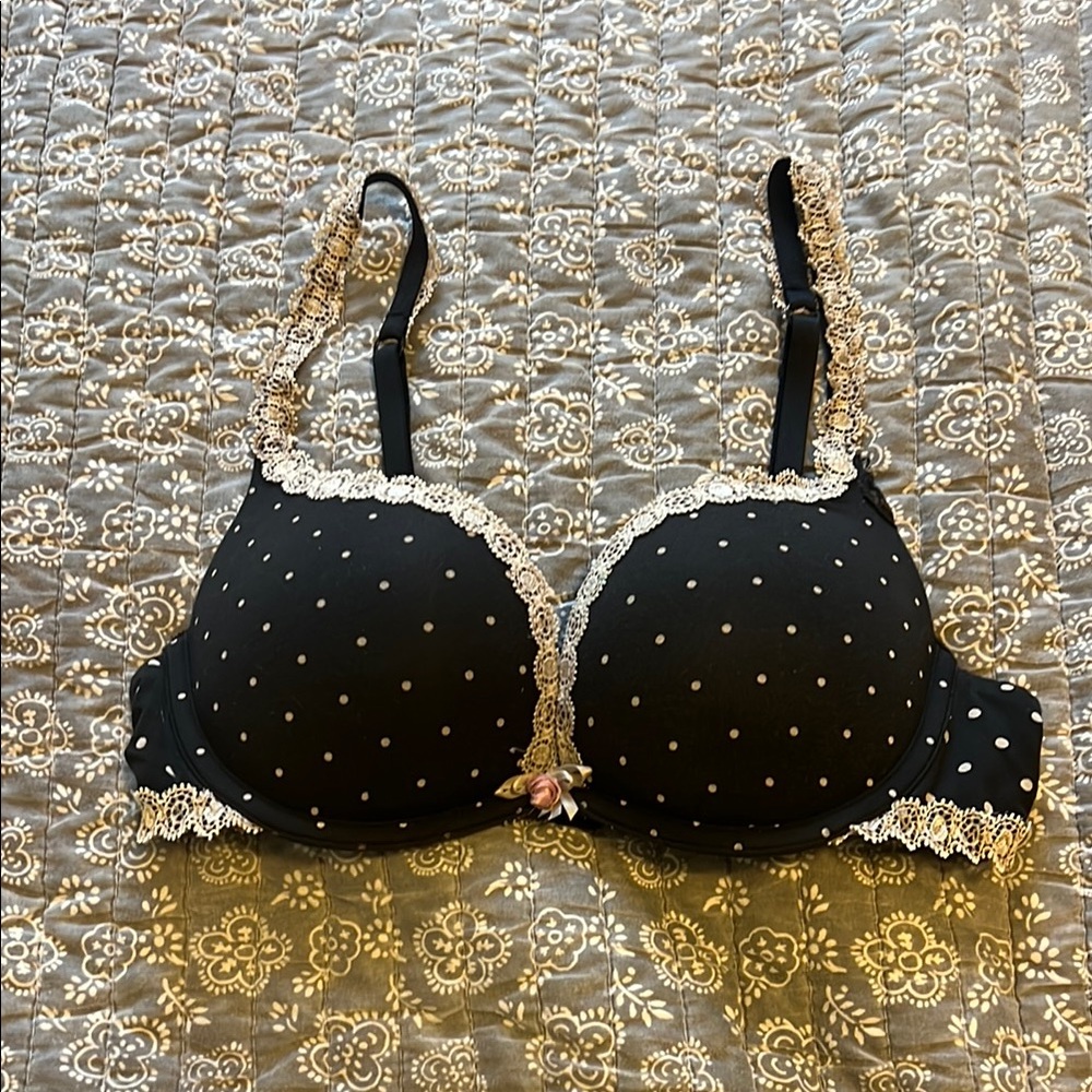 Victoria’s Secret Padded Polka Dot and Lace Bra